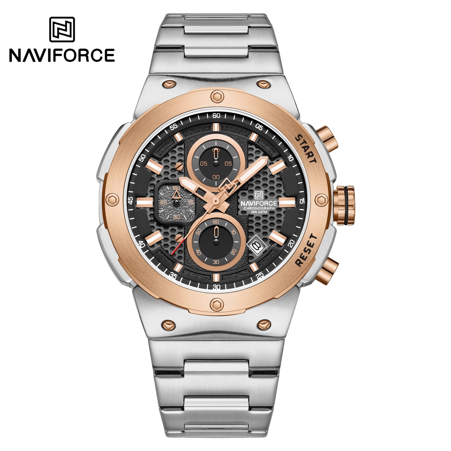 Naviforce NF8072 Chromium Men Watch - Silver RoseGold