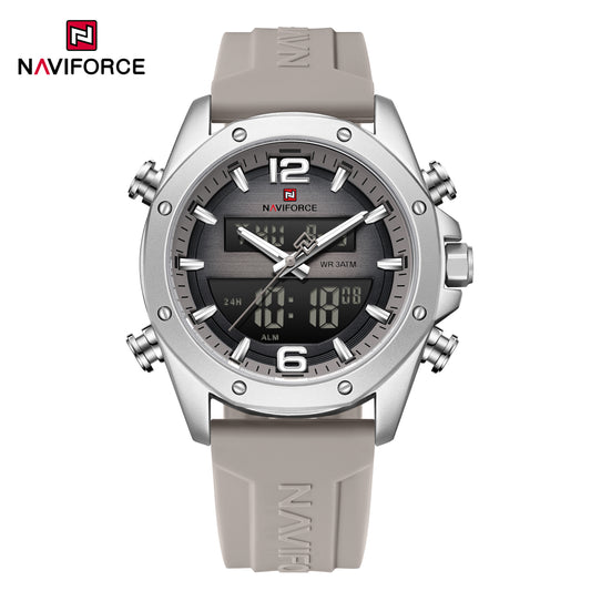 Naviforce 9264 Sentinel Men Silicone Watch - Silver Grey