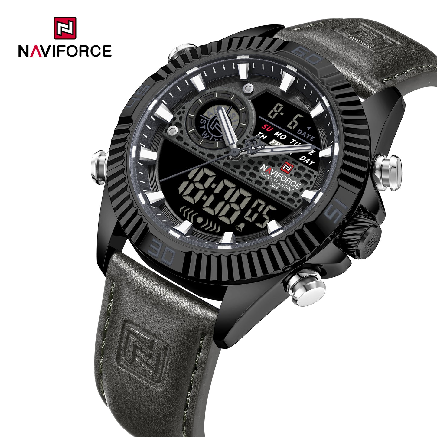 Naviforce 9262L Voyager Men Leather Watch - Grey