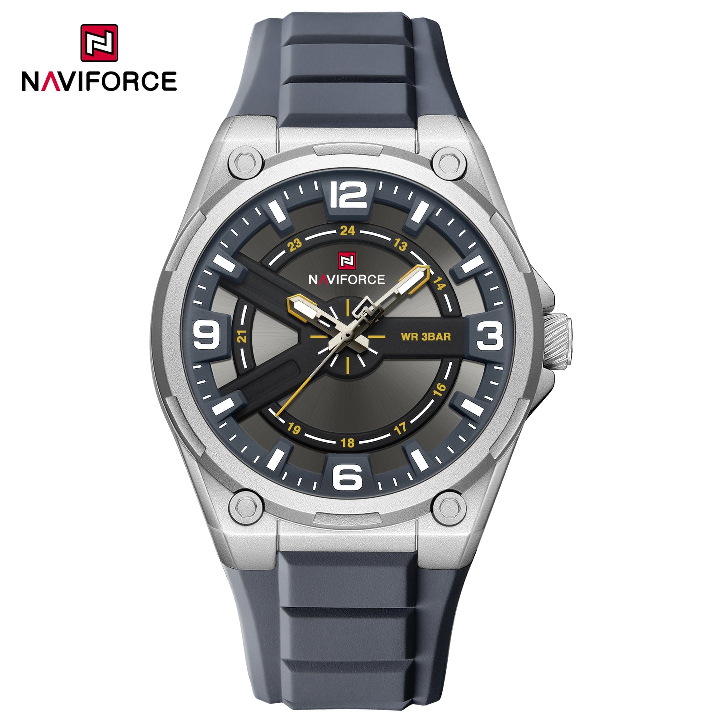 Naviforce 9260 Quantum Silicone Men Watch - Silver Grey