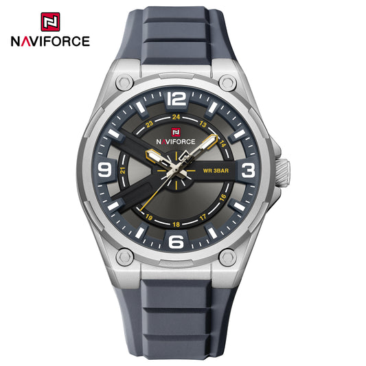 Naviforce 9260 Quantum Silicone Men Watch - Silver Grey