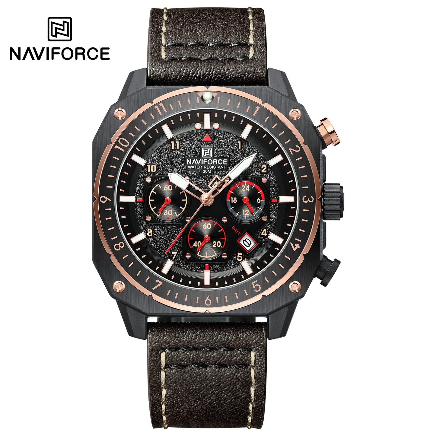 Naviforce NF8057 Chronomaster Men Watch - Coffee-Brown