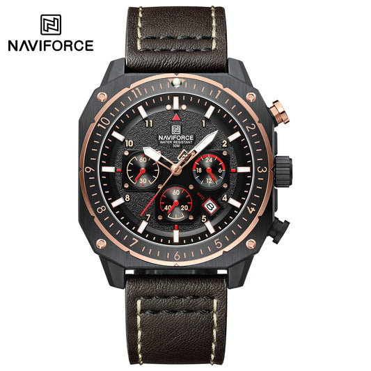 Naviforce NF8057 Chronomaster Men Watch - Coffee-Brown