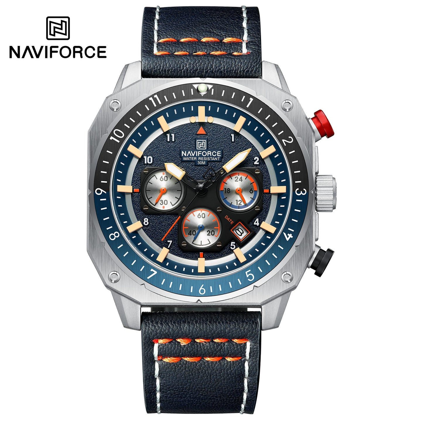 Naviforce NF8057 Chronomaster Men Watch - Silver Blue