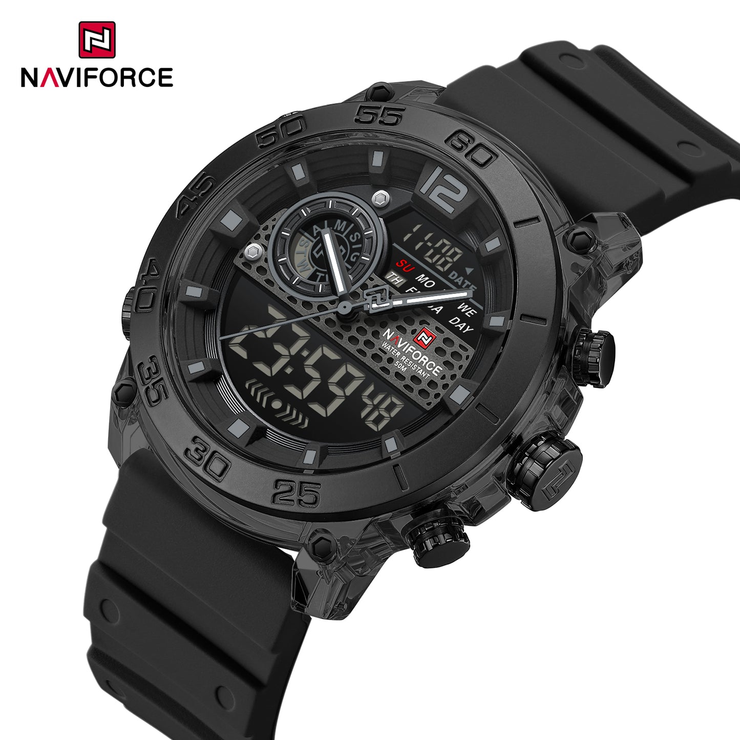 Naviforce 6104 Unisex Silicone Watch - Black