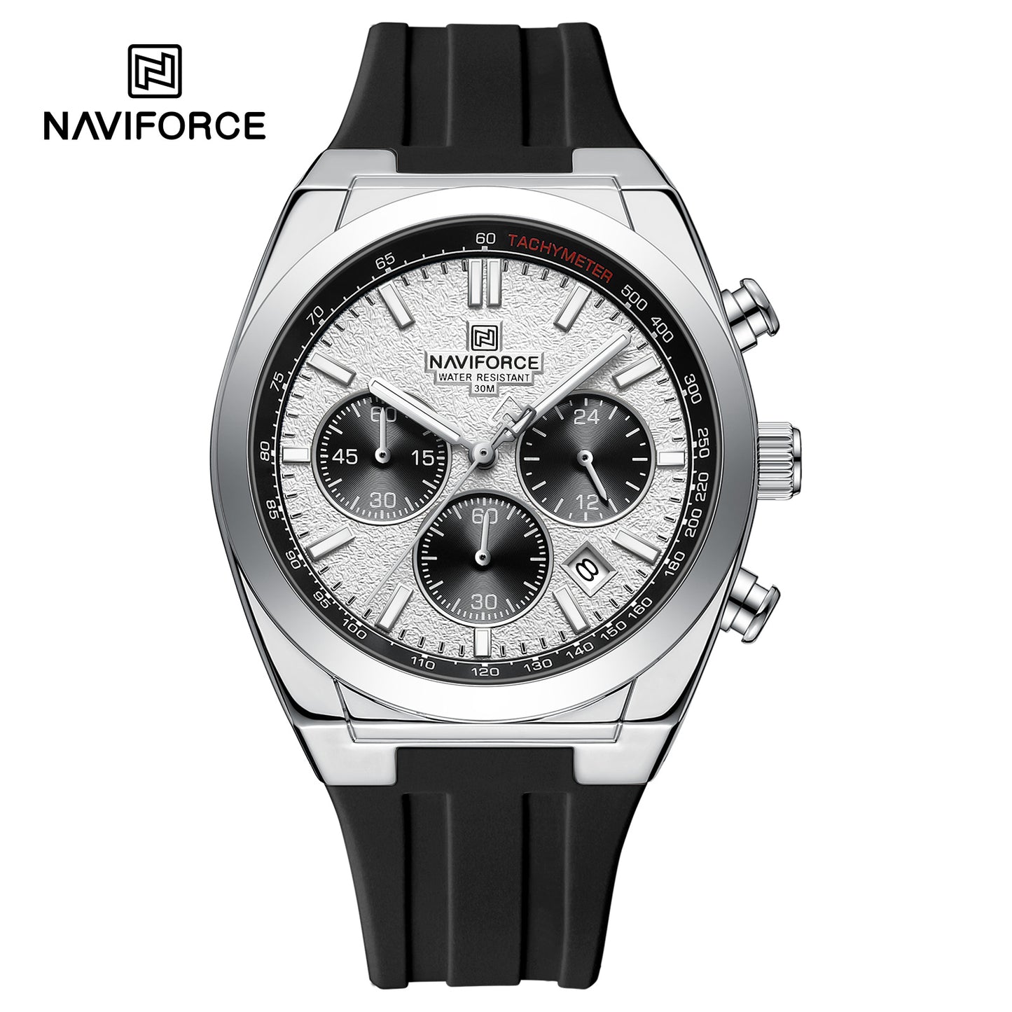 Naviforce 8080 Elite Men Watch - Silver Black