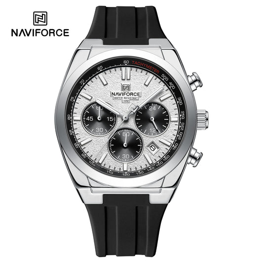 Naviforce 8080 Elite Men Watch - Silver Black