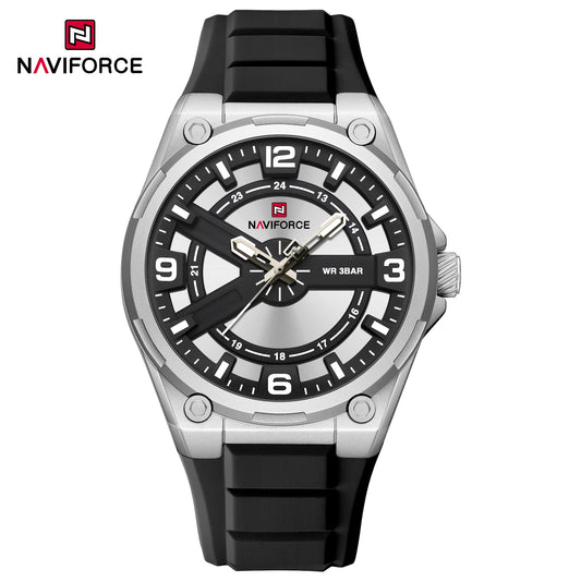 Naviforce 9260 Quantum Silicone Men Watch - Silver Black