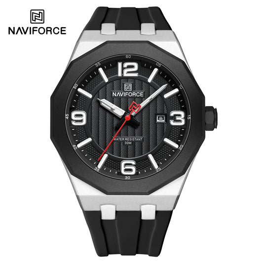 Naviforce 8079 Retro Style Men Watch - Silver Black
