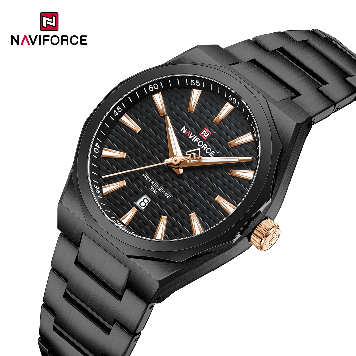Naviforce 9274 Executive Men Watch - Black-RoseGold