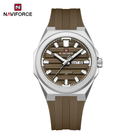 Naviforce 9279 Expenditure Men Watch - Brown Silver