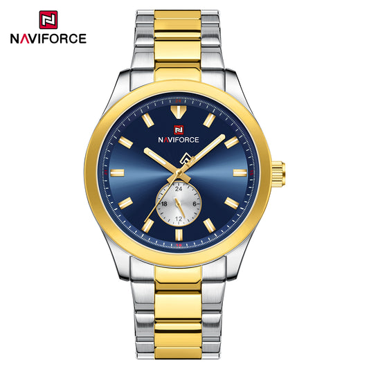 Naviforce 9231 TerraTime Men Watch - SilverGold Blue