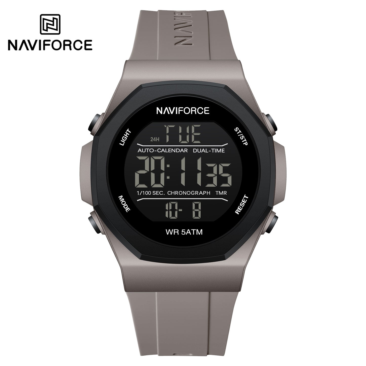 Naviforce NF7117 Volda Digital Men Watch - Light Grey