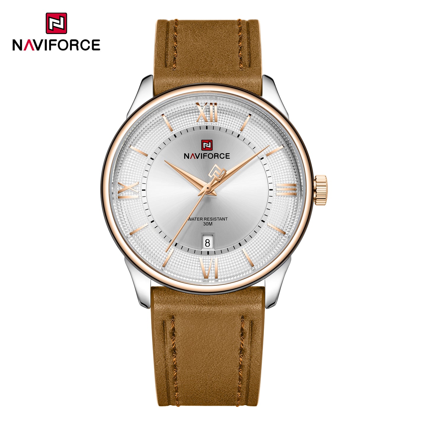 Naviforce 9272L Spectra Men Leather Watch - Brown-RoseGold