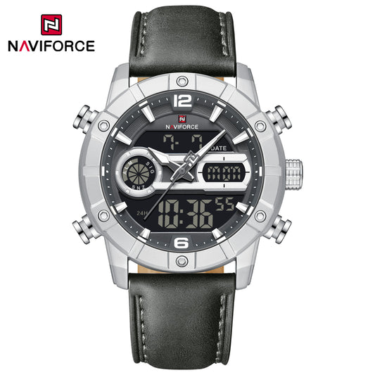 Naviforce 9263 CrossTime Edition Men Leather Watch - Grey