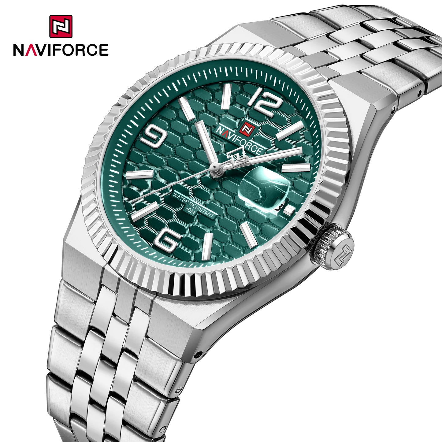 Naviforce 9277 Lotus Men Watch - Silver Green