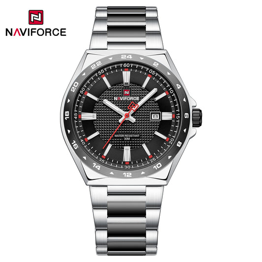 Naviforce 9266 Brandon Men Watch - Silver Black