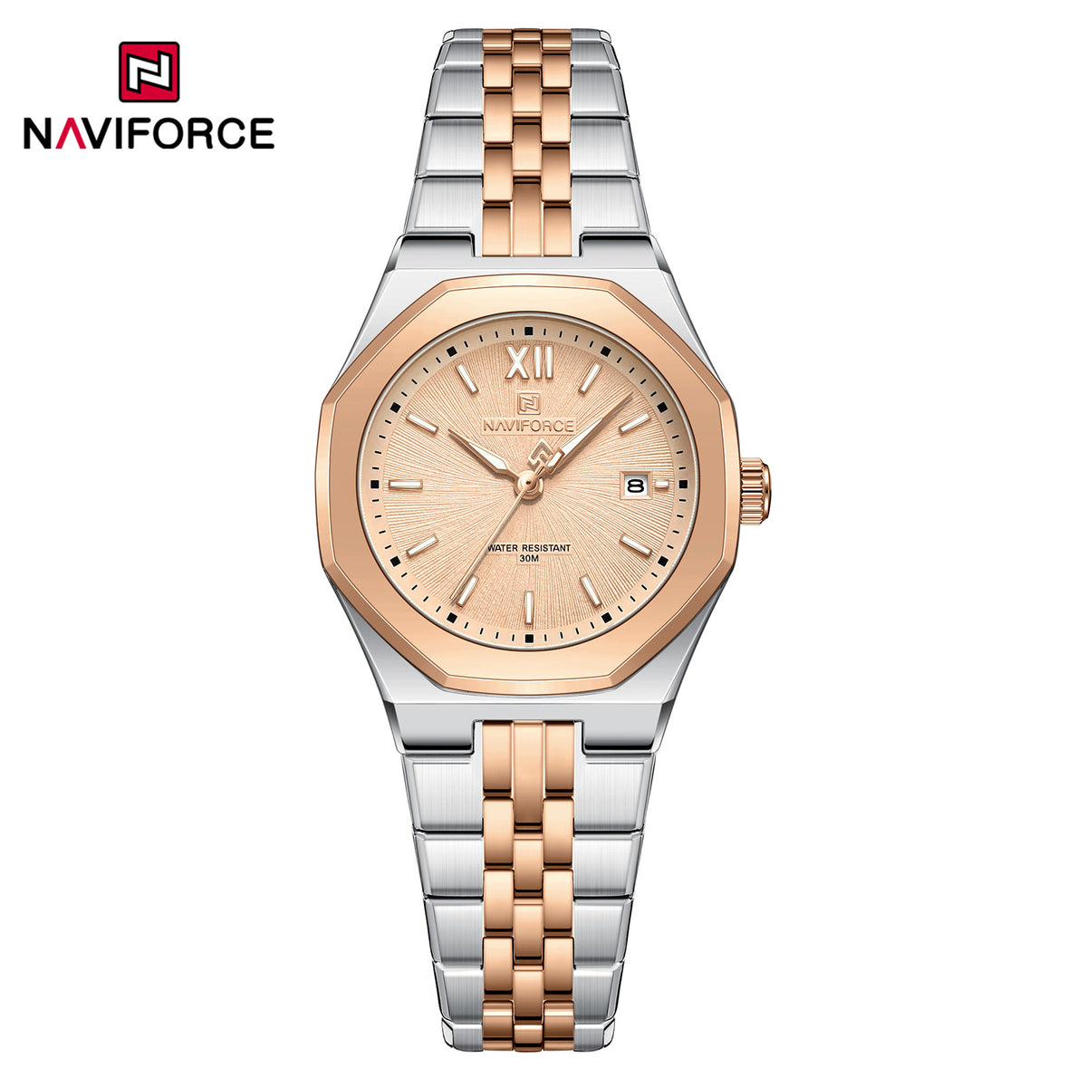 Naviforce 5078 Radiant Luxe Women Watch - Silver RoseGold