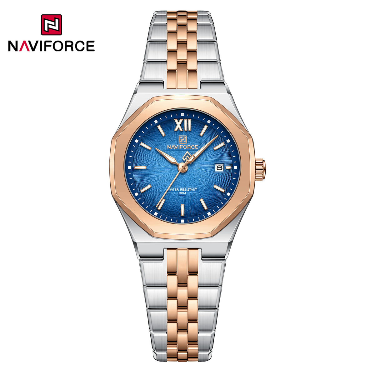 Naviforce 5078 Radiant Luxe Women Watch - Silver RoseGold Blue