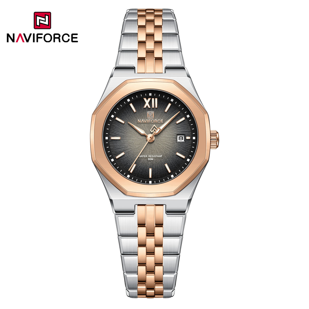 Naviforce 5078 Radiant Luxe Women Watch - Silver RoseGold Black