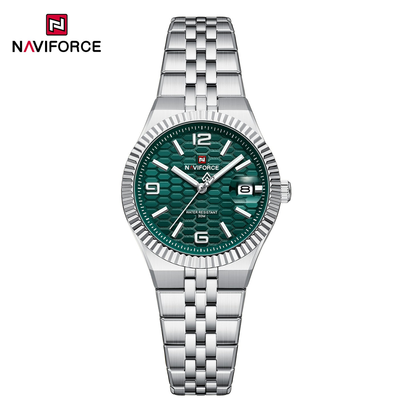 Naviforce 5079 Lotus Woman Watch - Silver-Green
