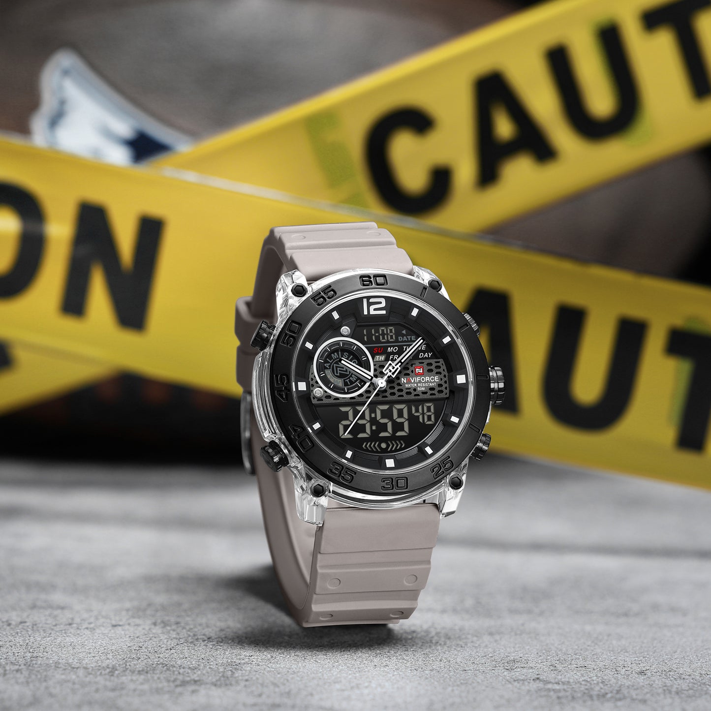 Naviforce 6104 Unisex Silicone Watch - Grey-black