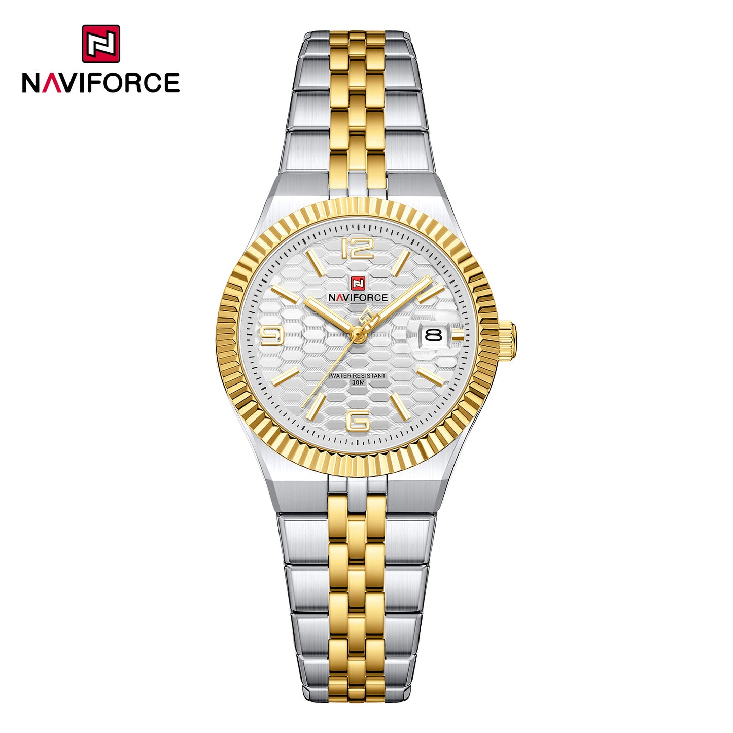 Naviforce 5079 Lotus Woman Watch - Silver-Gold White