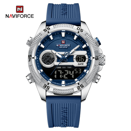 Naviforce 9223 Starfire Premium Men Watch - Silver Blue
