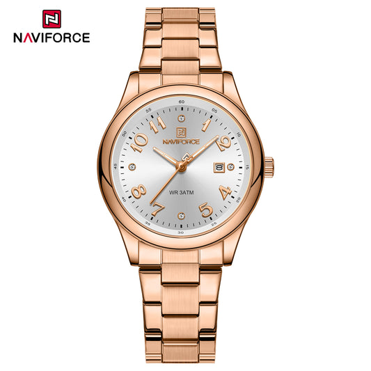 Naviforce 5059 Ascot Quartz Women Watch - RoseGold White