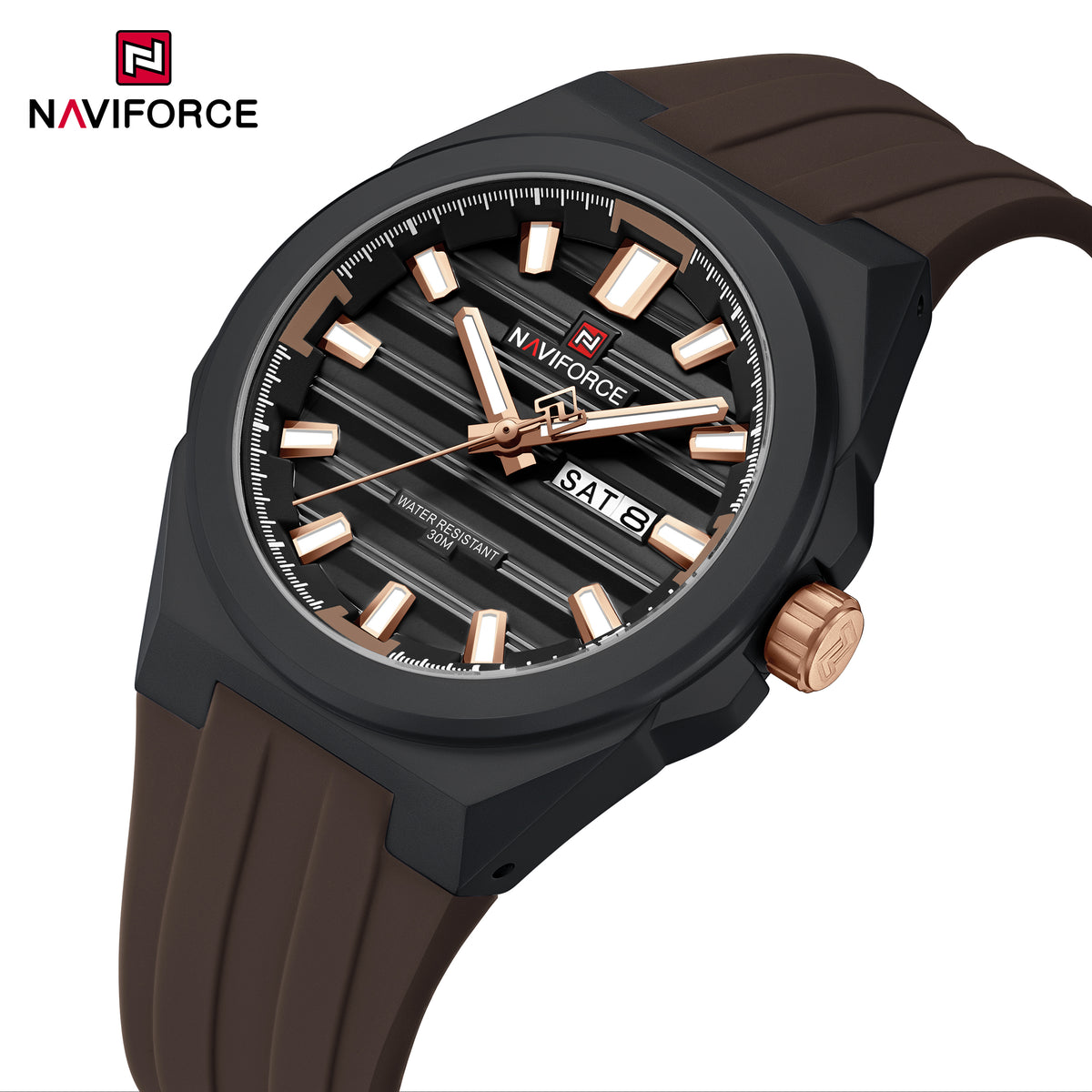 Naviforce 9279 Expenditure Men Watch - Coffee-Brown