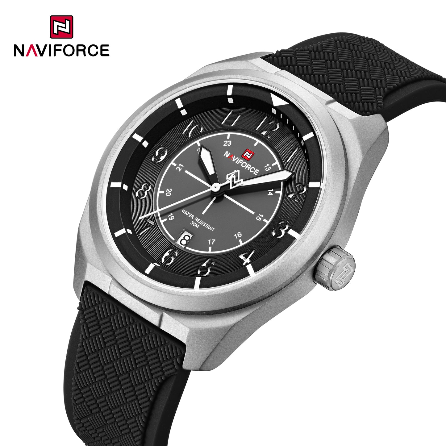 Naviforce 9281T Gambit Men Watch - Silver Black