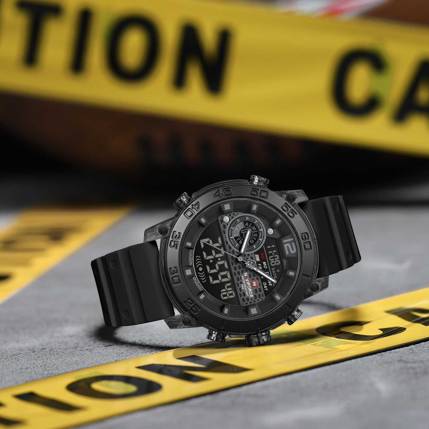 Naviforce 6104 Unisex Silicone Watch - Black