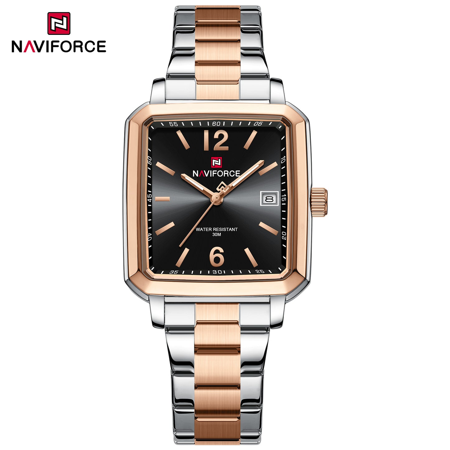 Naviforce 9252 Duet Classic Men Watch - Silver Black-RoseGold