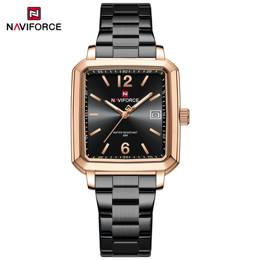 Naviforce 9252 Duet Classic Couples Watch - Black RoseGold