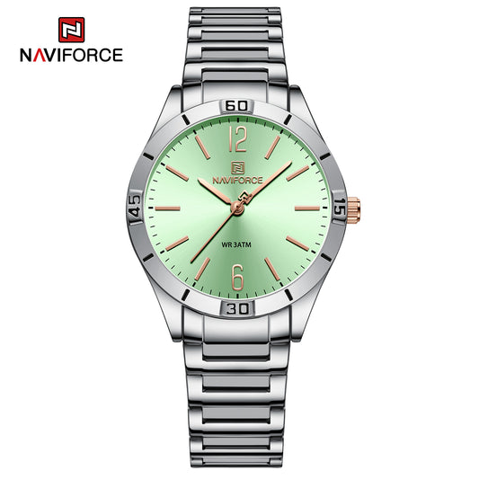Naviforce 5029 Glamorous Women Watch - Silver Green