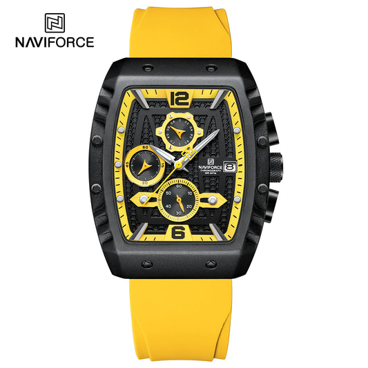 Naviforce 8025 Rotary Men Watch - Black Yellow