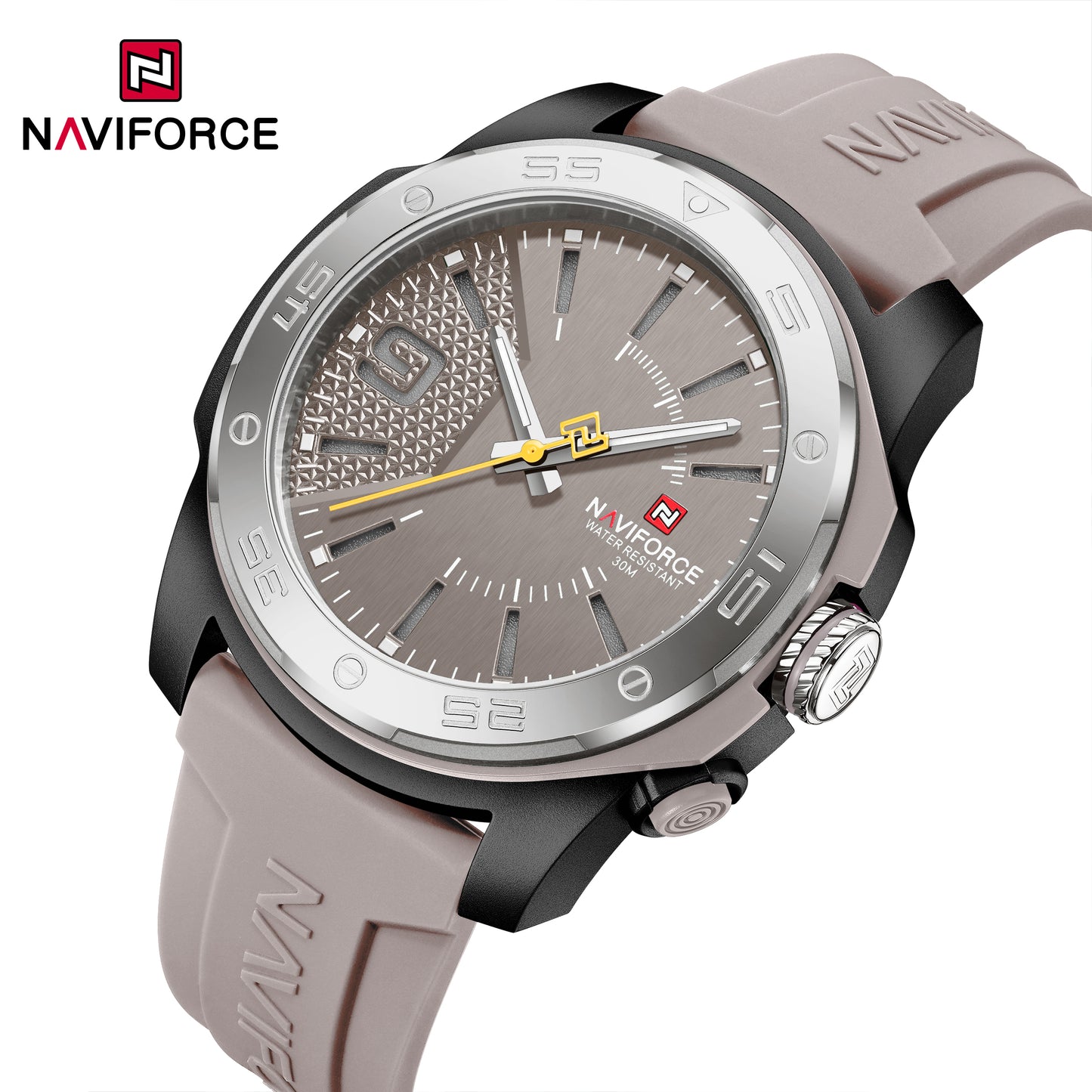 Naviforce 7112 Brigadier Silicon Men Watch - Light Grey