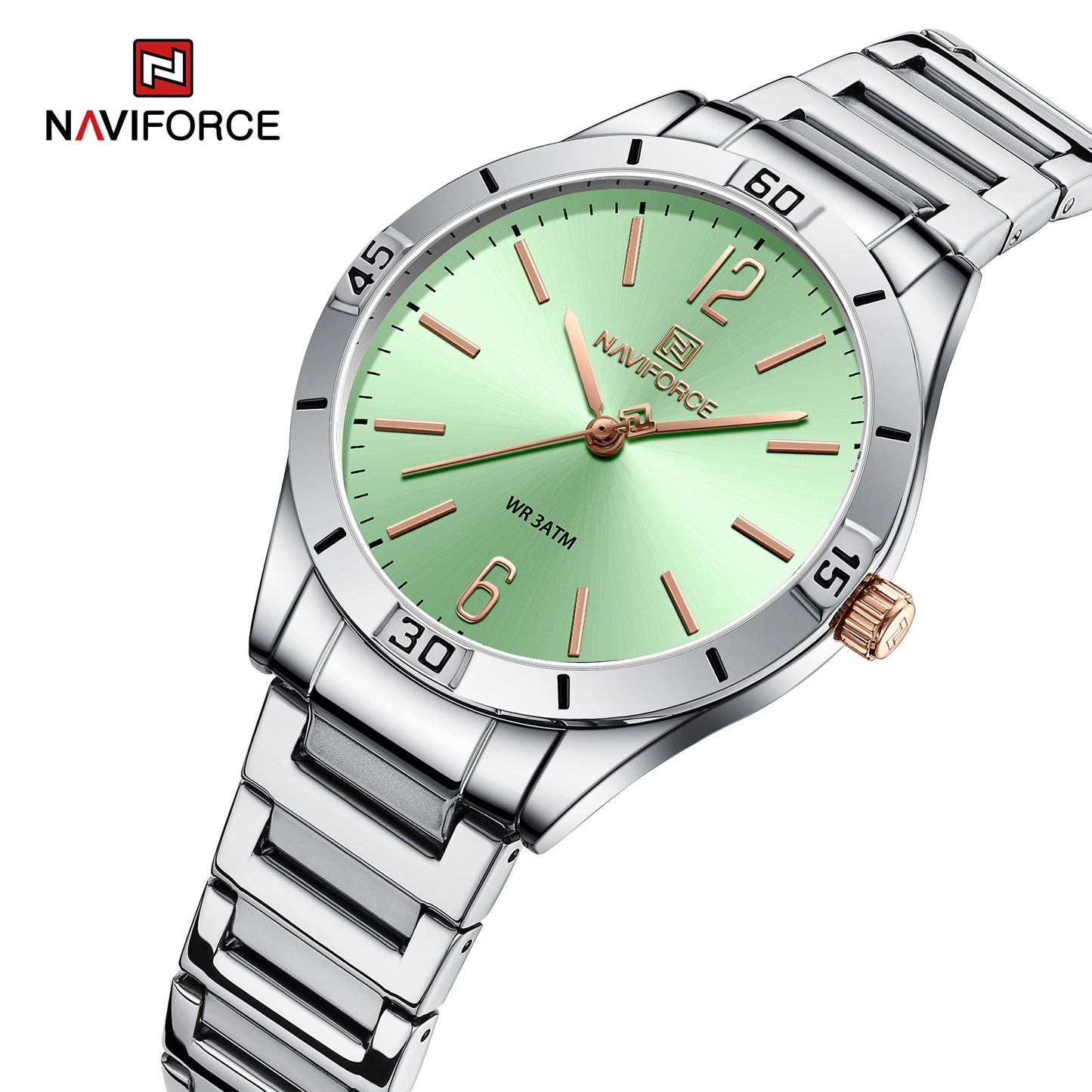Naviforce 5029 Glamorous Women Watch - Silver Green