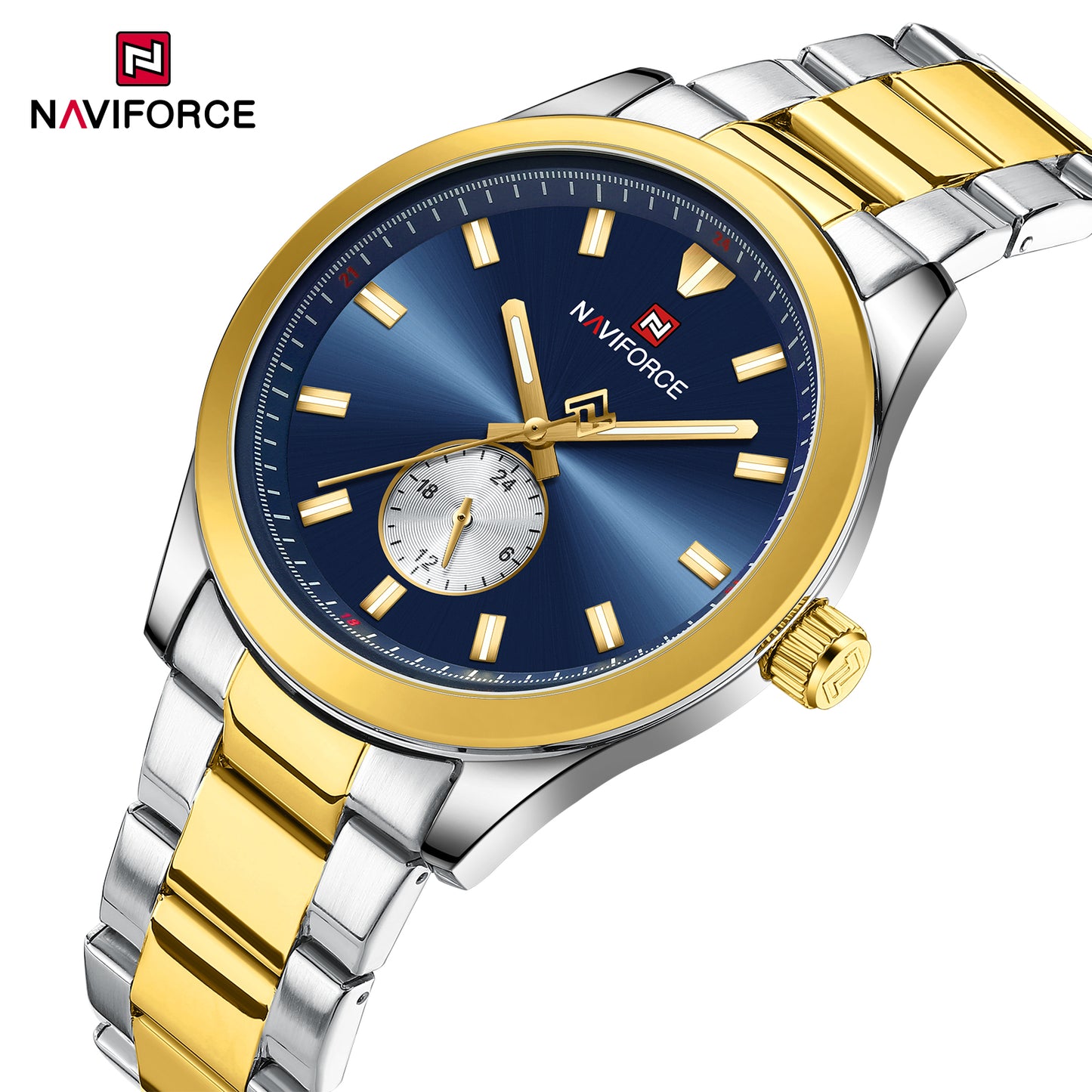 Naviforce 9231 TerraTime Men Watch - SilverGold Blue