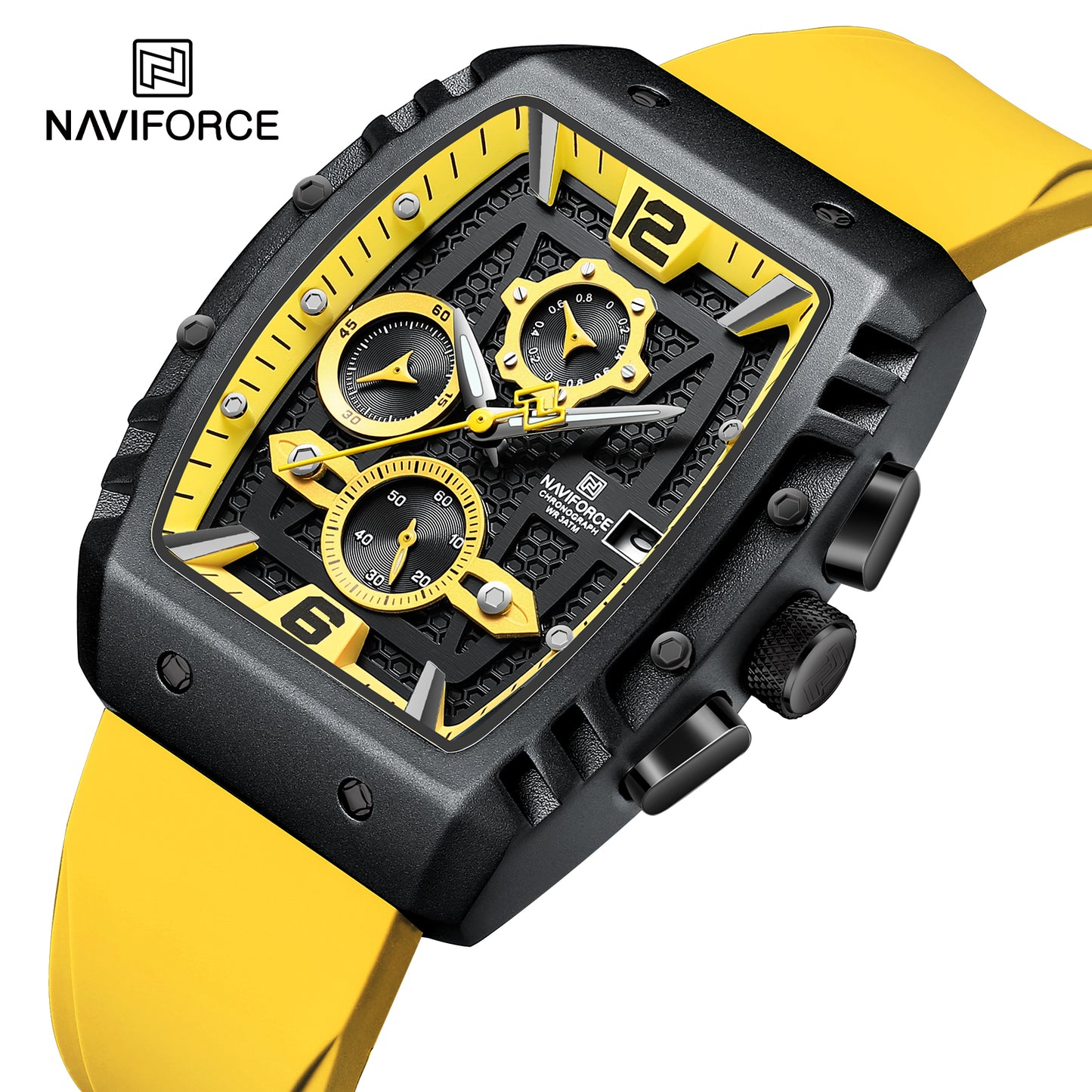 Naviforce 8025 Rotary Men Watch - Black Yellow