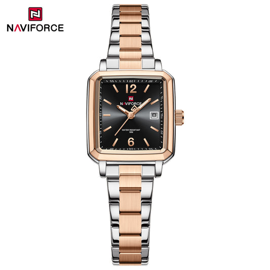 Naviforce 9252 Duet Classic Women Watch - Silver Black-RoseGold