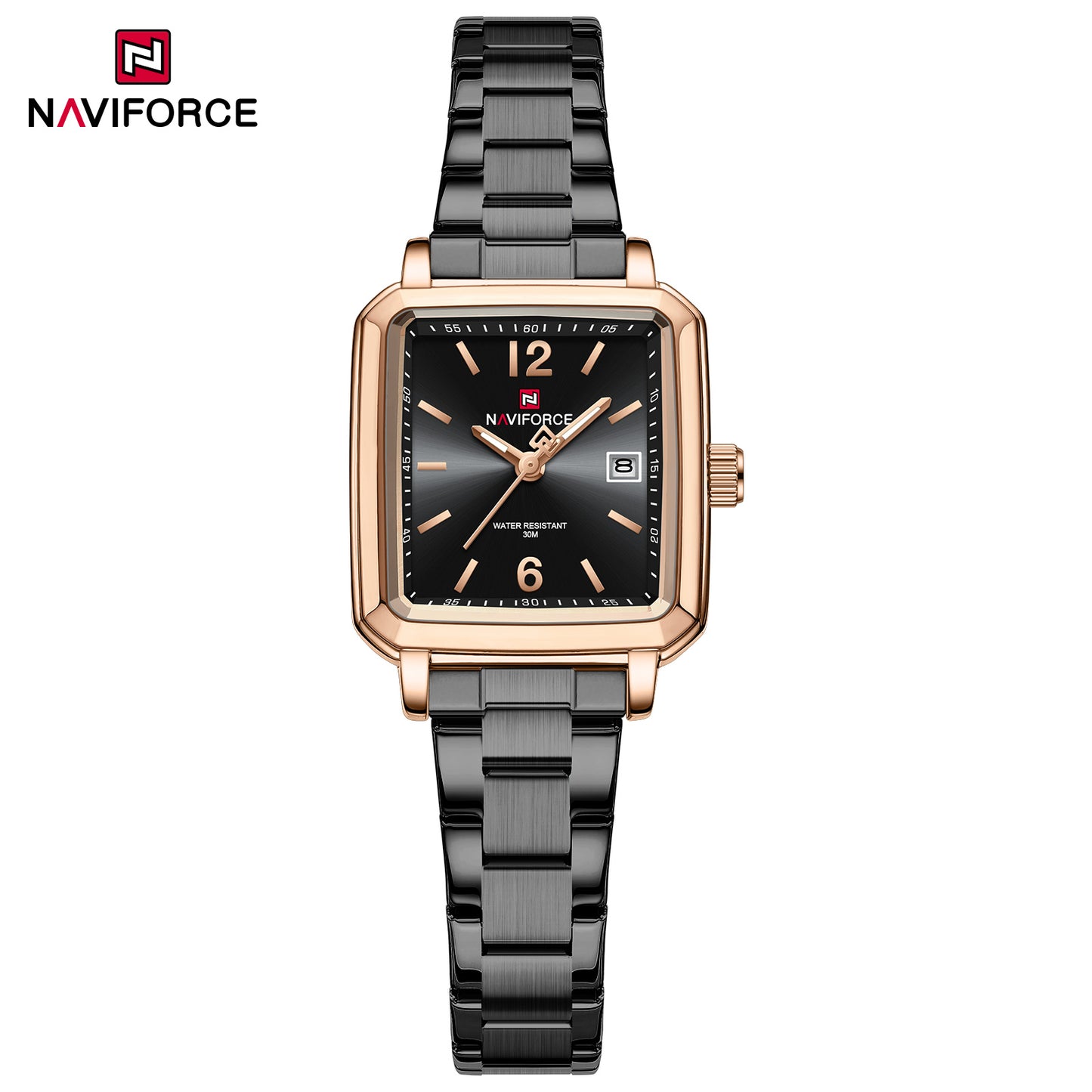 Naviforce 9252 Duet Classic Couples Watch - Black RoseGold