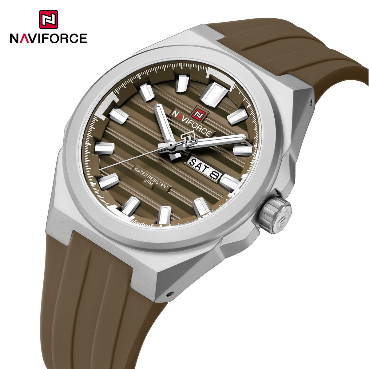 Naviforce 9279 Expenditure Men Watch - Brown Silver