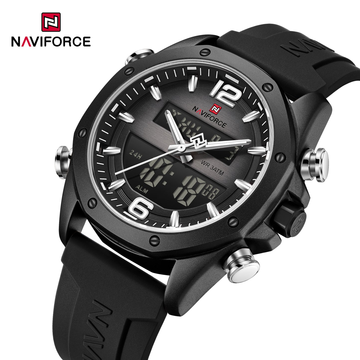 Naviforce 9264 Sentinel Men Silicone Watch - Black