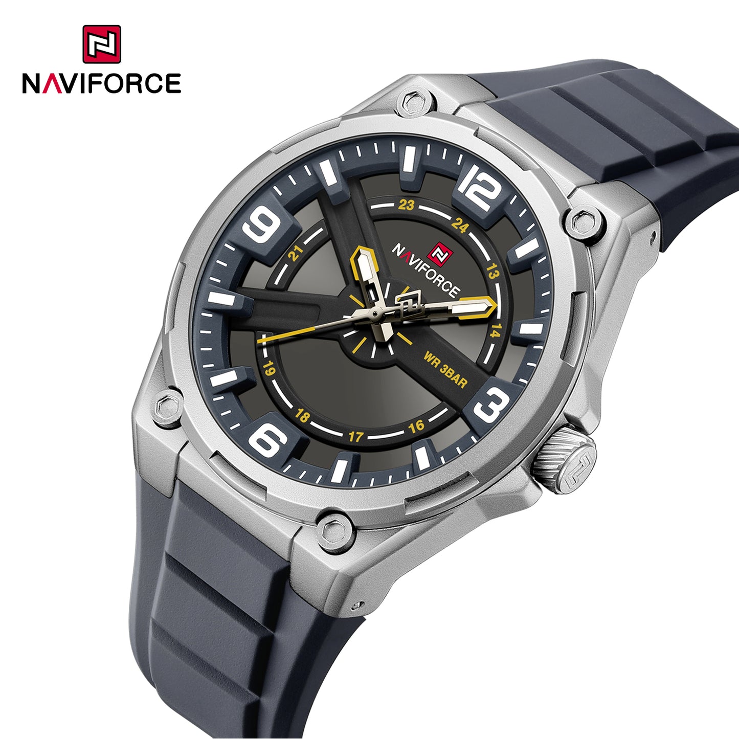 Naviforce 9260 Quantum Silicone Men Watch - Silver Grey