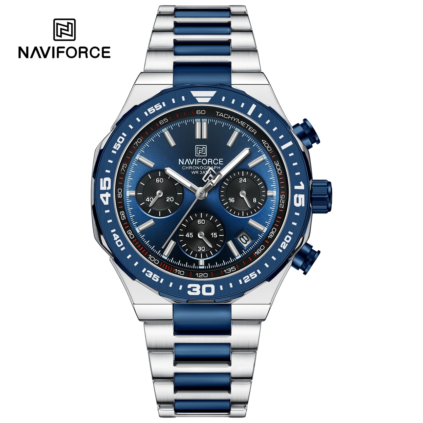 Naviforce 8049 Sparrow Men Chronograph Watch - Silver Blue