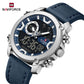 Naviforce 9261 Urban Men Leather Watch - Silver Blue