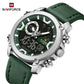 Naviforce 9261 Urban Men Leather Watch - Silver Green