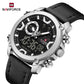 Naviforce 9261 Urban Men Leather Watch - Silver Black