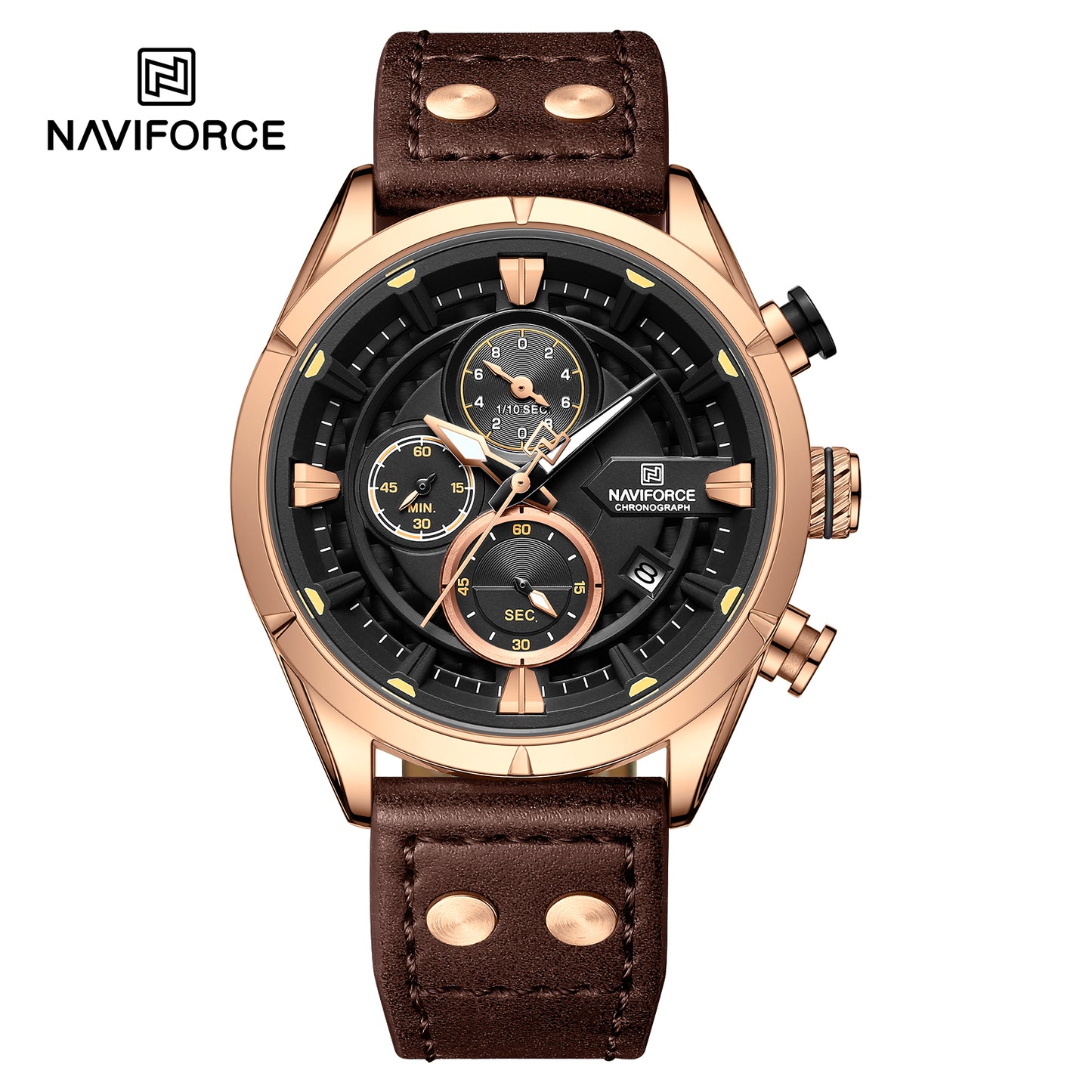 Naviforce 8045 Charlie Chronograph Men Watch - Coffee-Brown